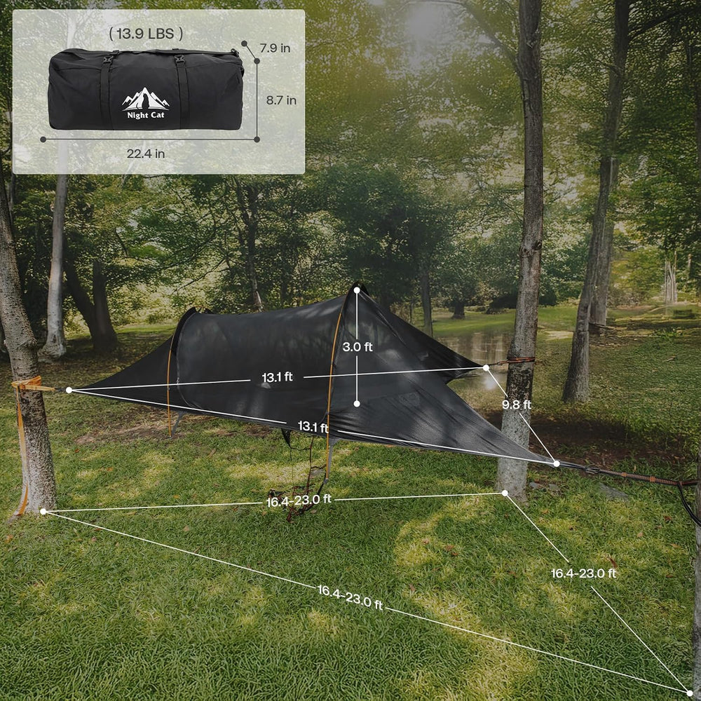 Night Cat Triangle Hammocks 2-Persons: Lay Flat 3 Point Hammock Tent with Bug...