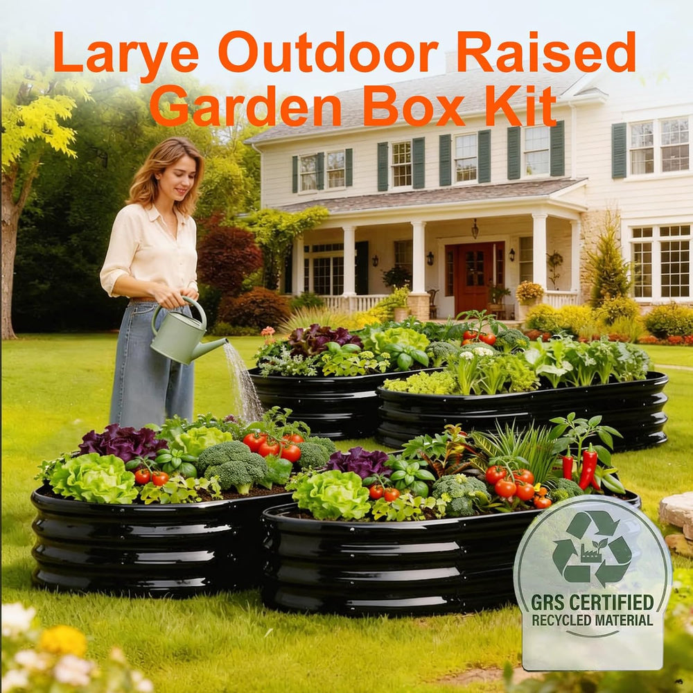 Rakukiri Raised Garden Bed Outdoor, GRS Certified Recycled Metal Planter Box ...