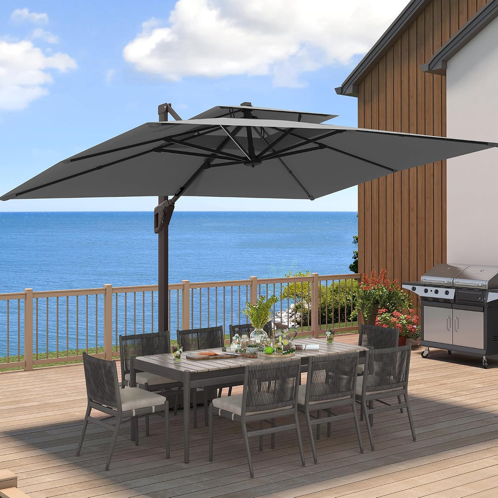 10 X 13 FT Cantilever Outdoor Patio Umbrella with Base Included