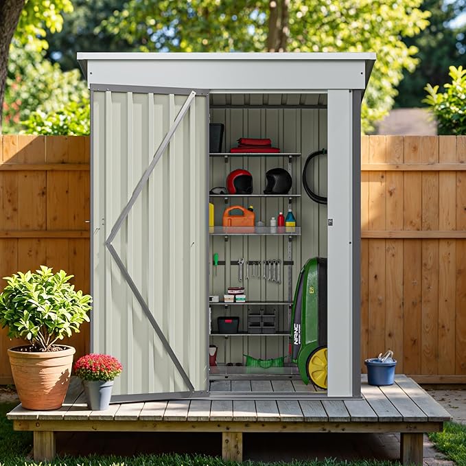 Greesum 5×3 FT Outdoor Storage Shed, Metal Storaged Sheds Without Floor, Tool...