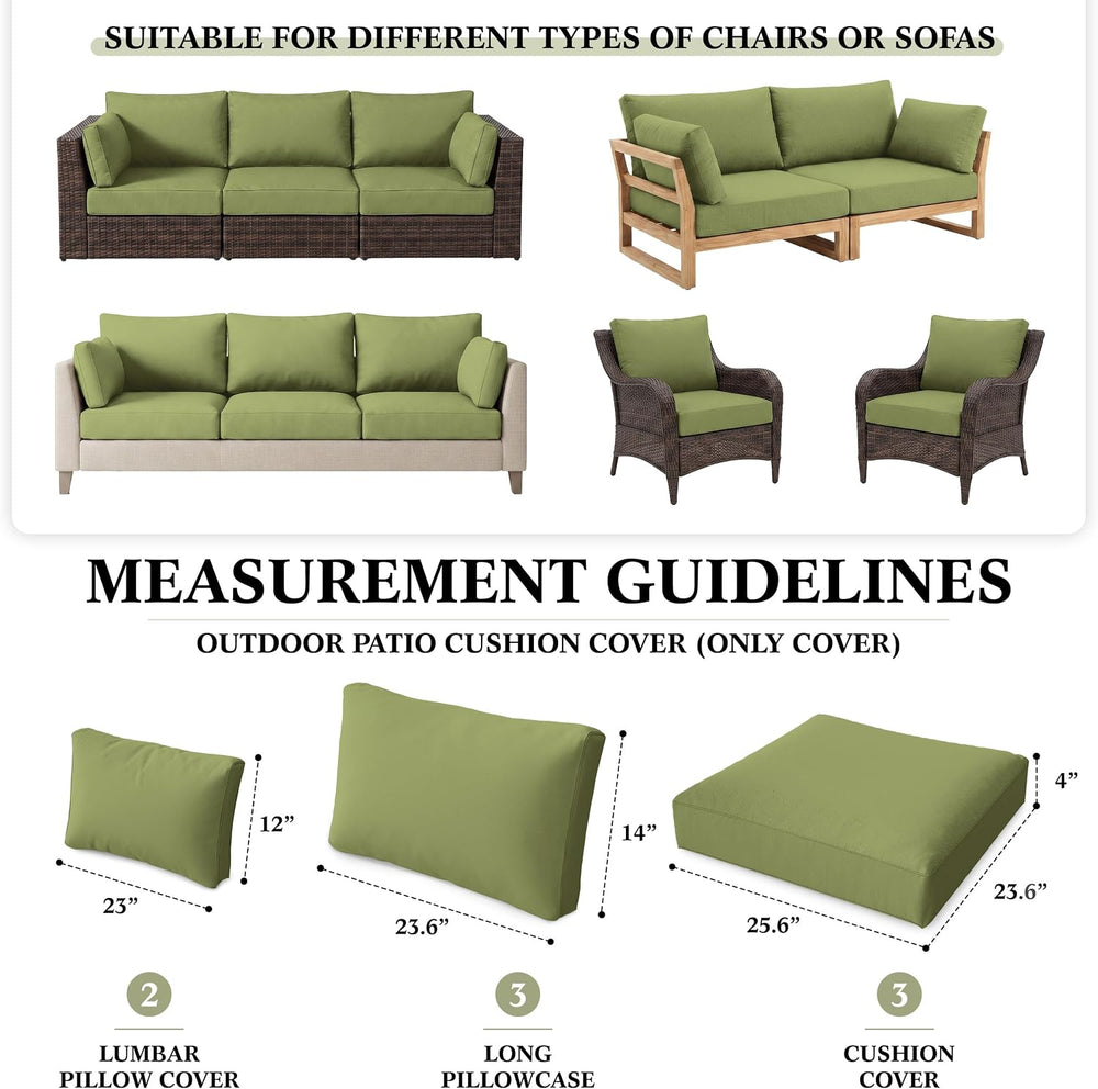 8p Outdoor Cushion Slipcovers Patio Cushion Covers Replacement, Covers Only
