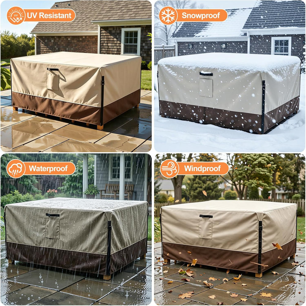 Smiry Waterproof Patio Furniture Cover 110L x 84W x 28H, Beige & Brown
