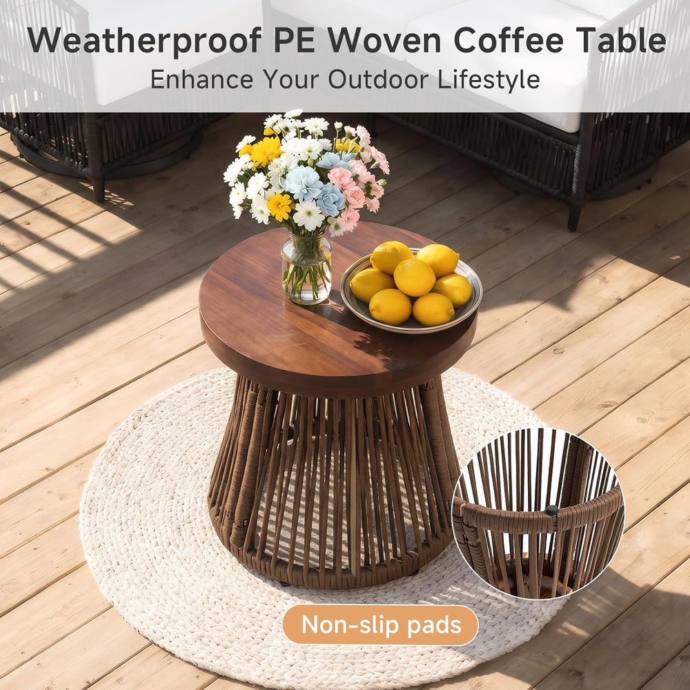 3 Pieces Outdoor Swivel Chairs Wicker Patio Bistro Set with Coffee Table