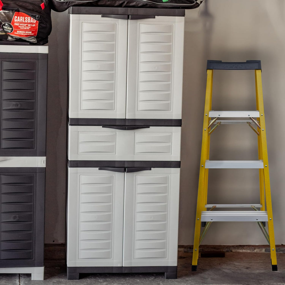 Sunnydaze 57" Garage Storage Cabinet with Doors & Shelves, Gray