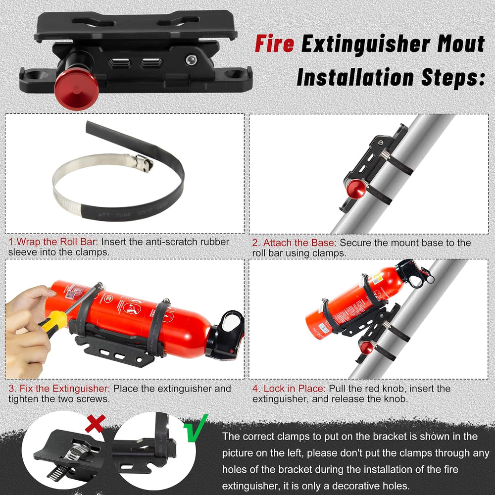 ZHILXN Quick Release Fire Extinguisher Mount with 8 Clamps for Tractor 2PCS