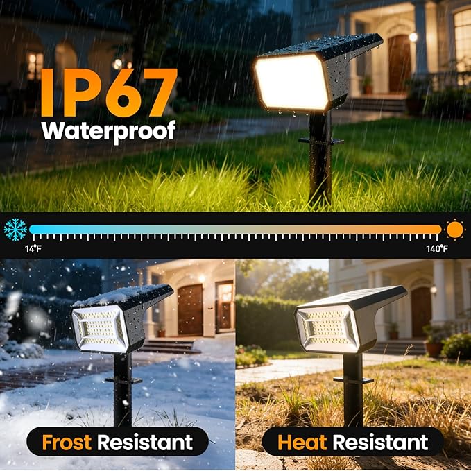 Fabrito Solar Spot Lights Outdoor 10 Pack, [108Leds, 4 Modes] Auto On/Off Spo...
