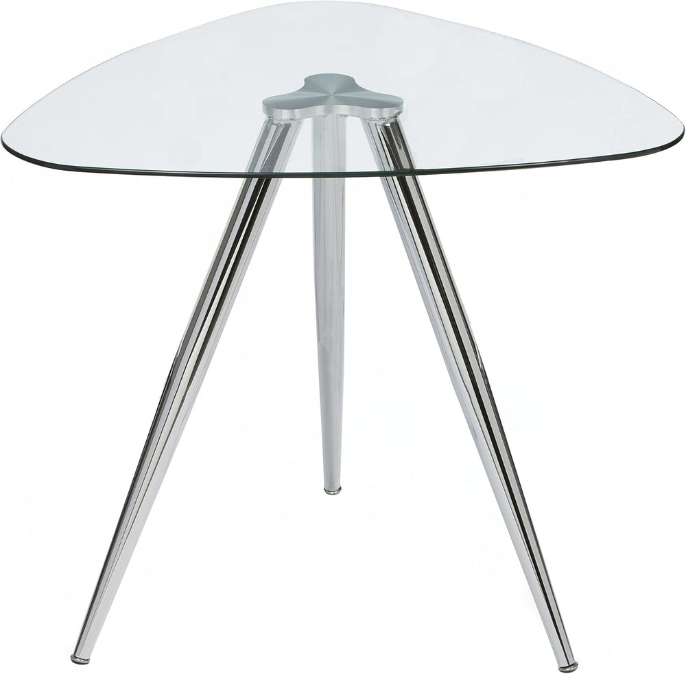 Mango Steam Lisbon 3-Sided Bistro Table, Tempered Glass Triangle Top - Modern...