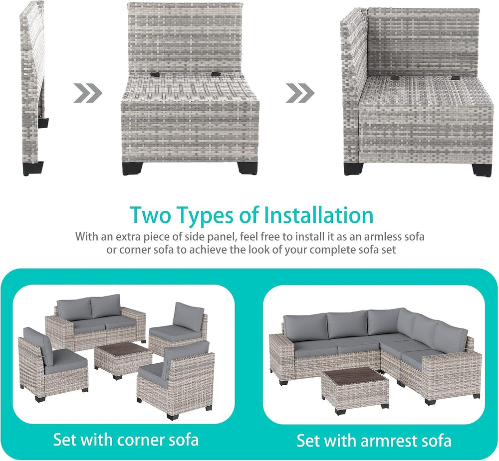 Outdoor Patio Furniture Set PE Wicker Rattan Outdoor Sectional Sofa