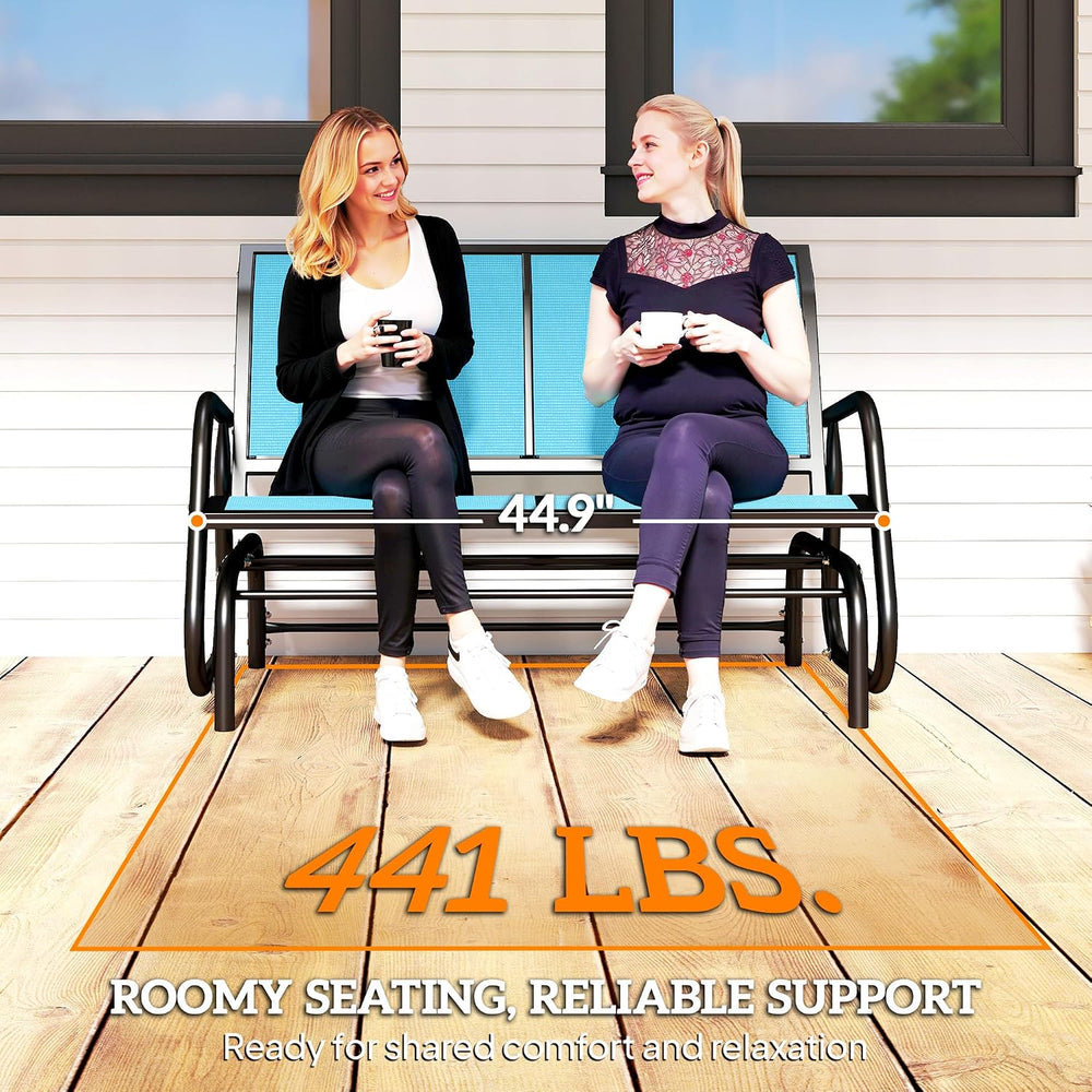 Outsunny 2-Person Outdoor Glider Bench with Steel Frame, Blue