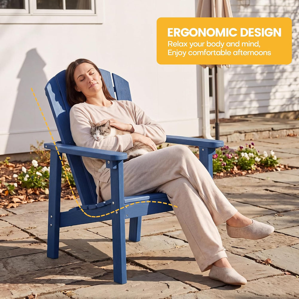 NevilyWood Stackable Adirondack Chair, HDPE Outdoor Chair Set of 4, Navy