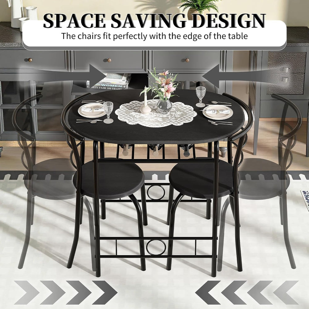 VECELO 3-Piece Dining Table Set for Kitchen Breakfast Nook, Wood Grain Oval T...