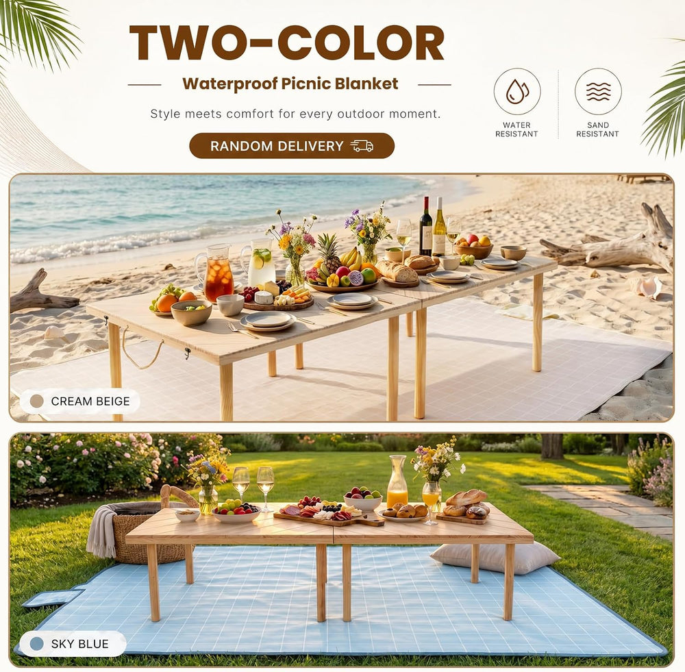 60"x 30" Folding Low Picnic Table with Outdoor Picnic Blanket 79&qu...