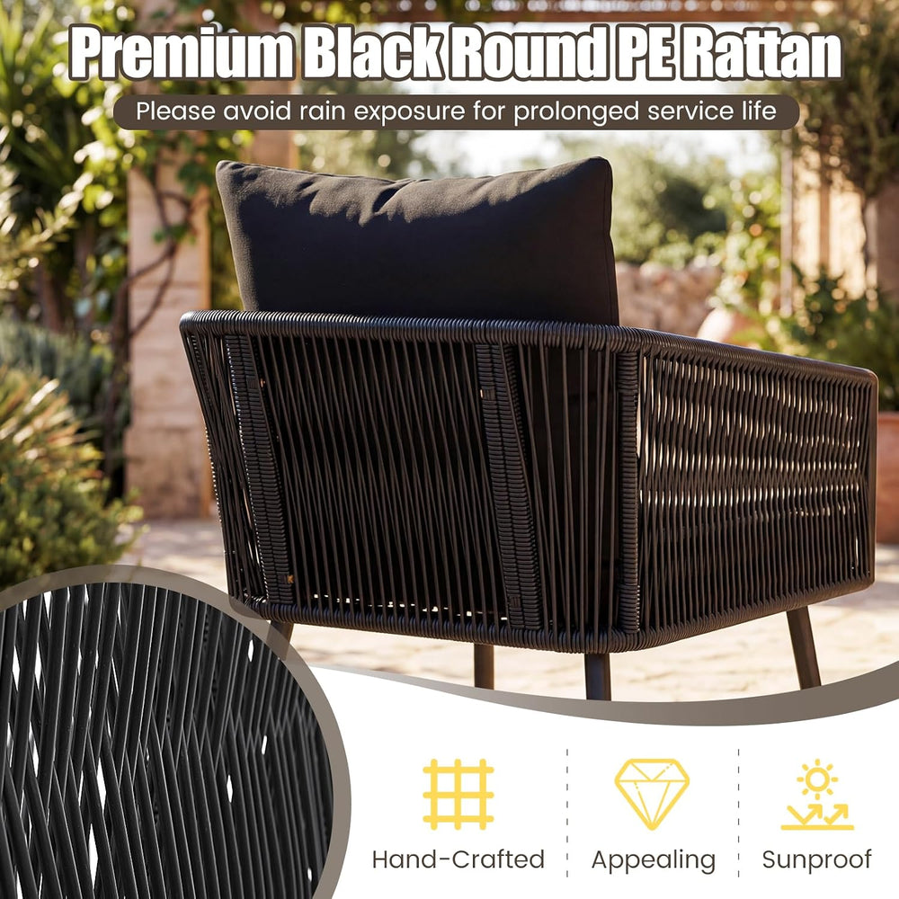 KOTEK 3 Piece Outdoor Wicker Bistro Set