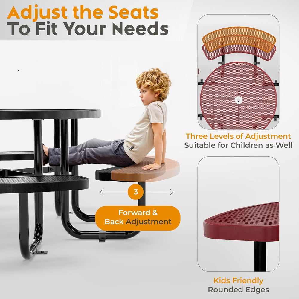 Outdoor Commercial Round Metal Picnic Table