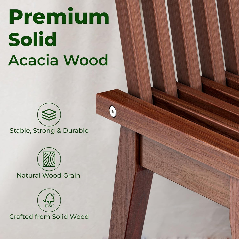 Wooden Bench Outdoor 47" Convertible Acacia Wood Bench, Solid Wood Indoo...