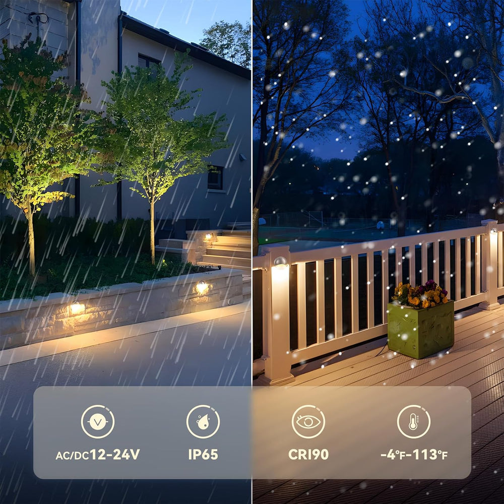 LEONLITE 6-Pack 5CCT 3.74inch Low Voltage LED Deck Lights, Satin Nickel