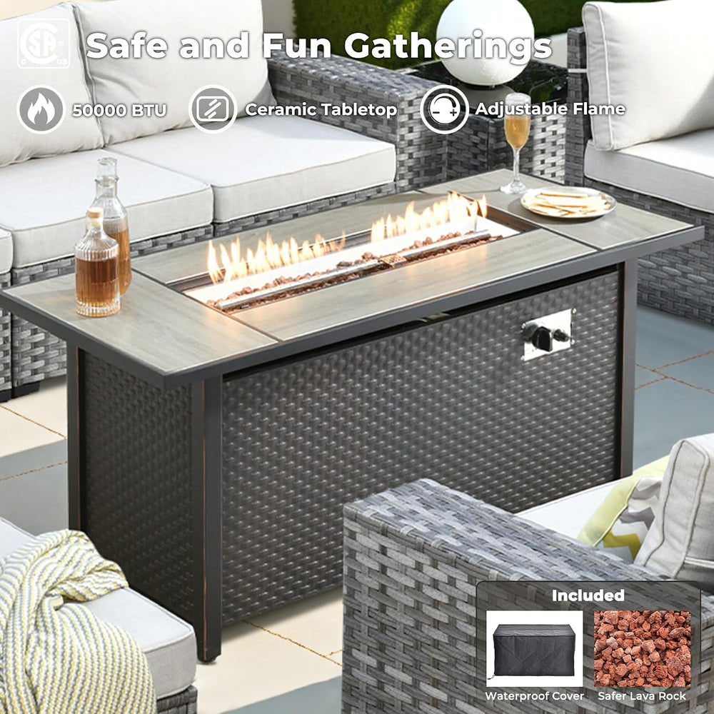 ovios 16 Pieces Patio Furniture Set, Outdoor Wicker Sectional Sofa Couch with...