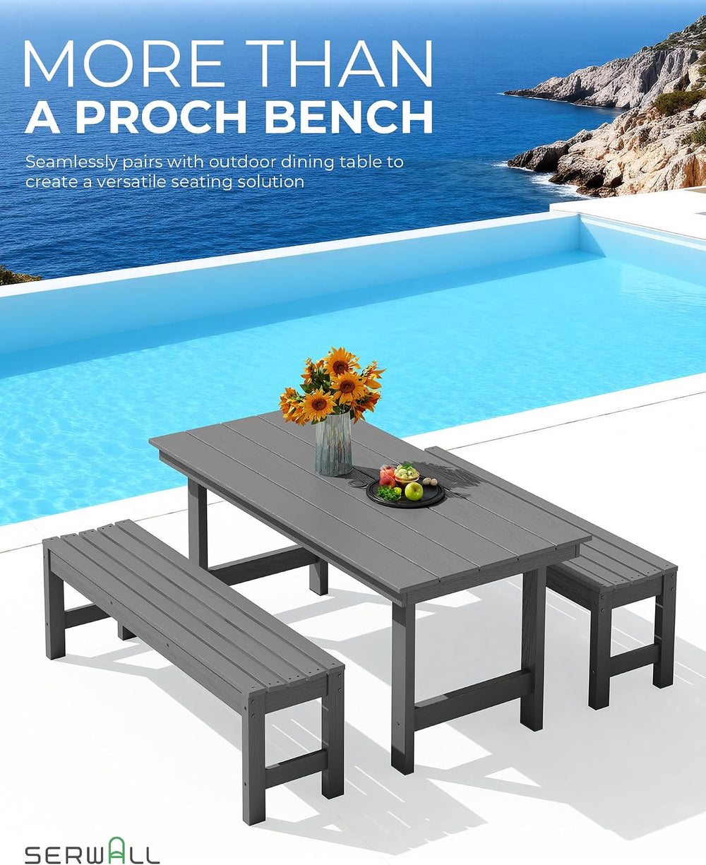 SERWALL 47 Inches Backless Outdoor Bench for 2-Person, Grey