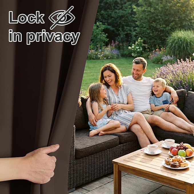 RYB HOME Porch Curtains Outdoor Blackout 100% Privacy Waterproof Curtain for ...