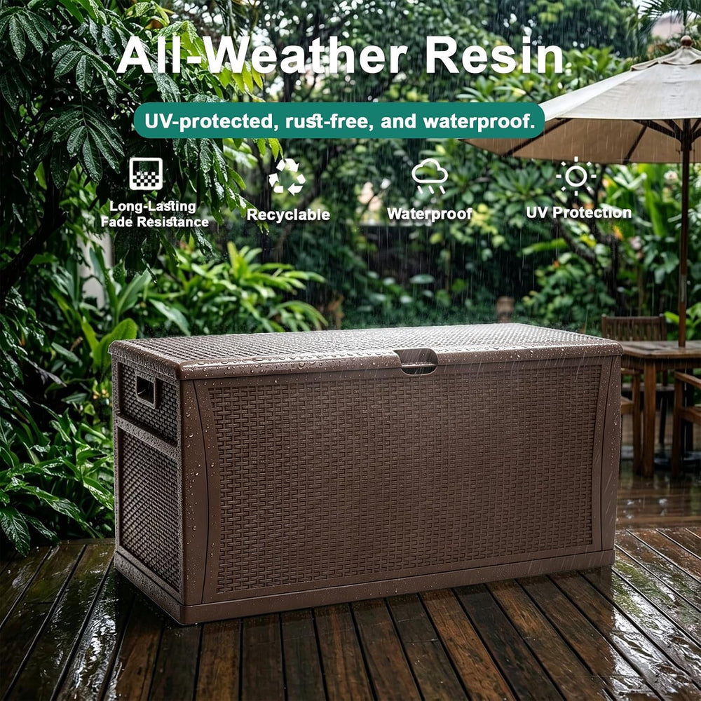 EHHLY 100 Gallon Outdoor Storage Box, Lockable Waterproof Package Delivery Bo...