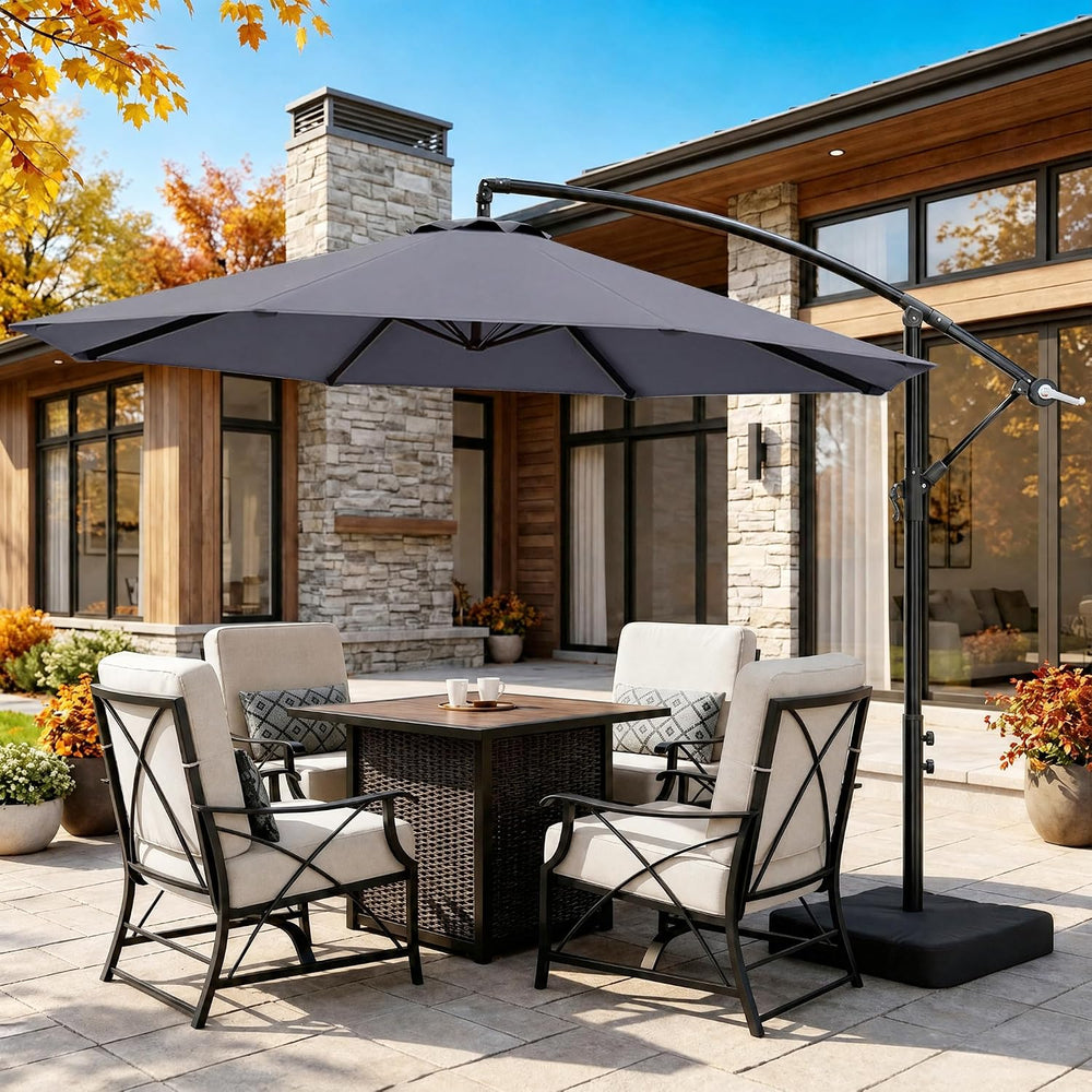 10FT Cantilever Offset Outdoor Patio Umbrella with Base Included