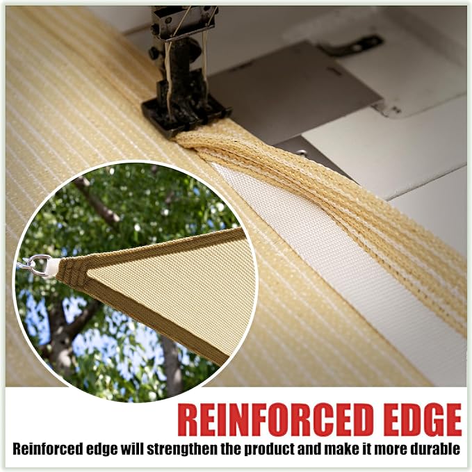 ColourTree TAPR1616 Custom Size 15' x 17' Sand Beige Sun Shade Sail C...