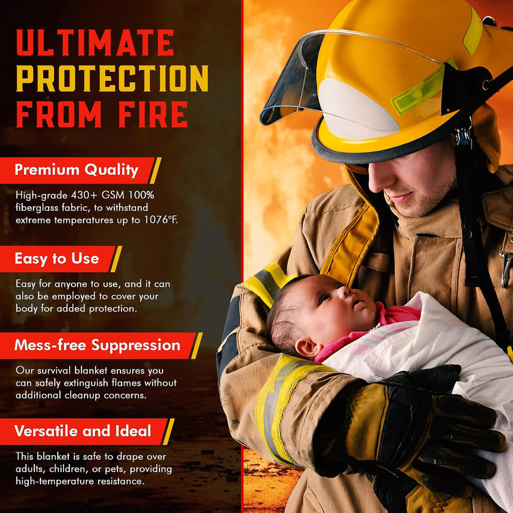 Mart Cobra Emergency Fire Blanket for Home & Kitchen 2-Pack Safety