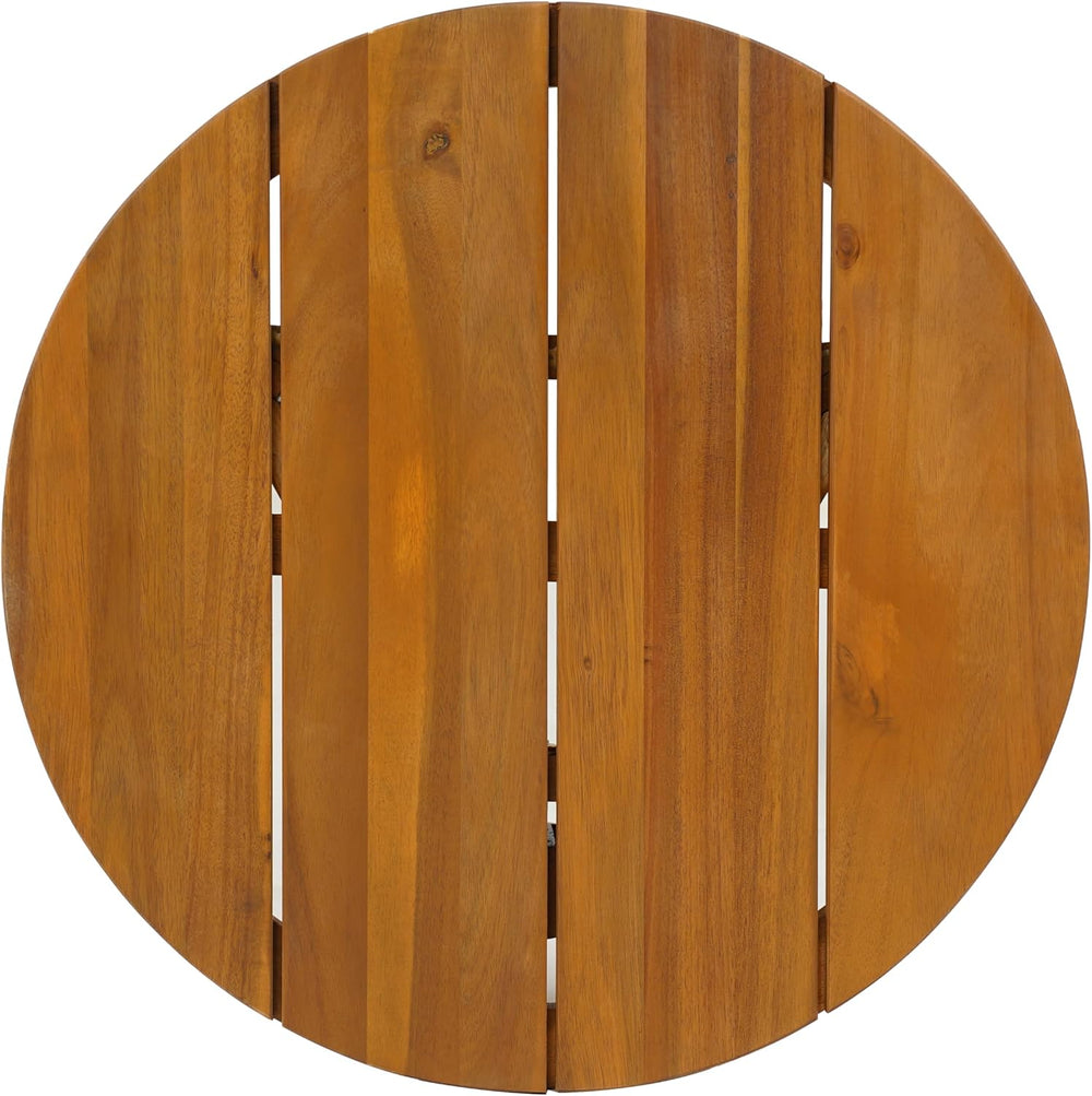 Christopher Knight Home Esther Small Outdoor Round Side Table, Slat Panel Cof...