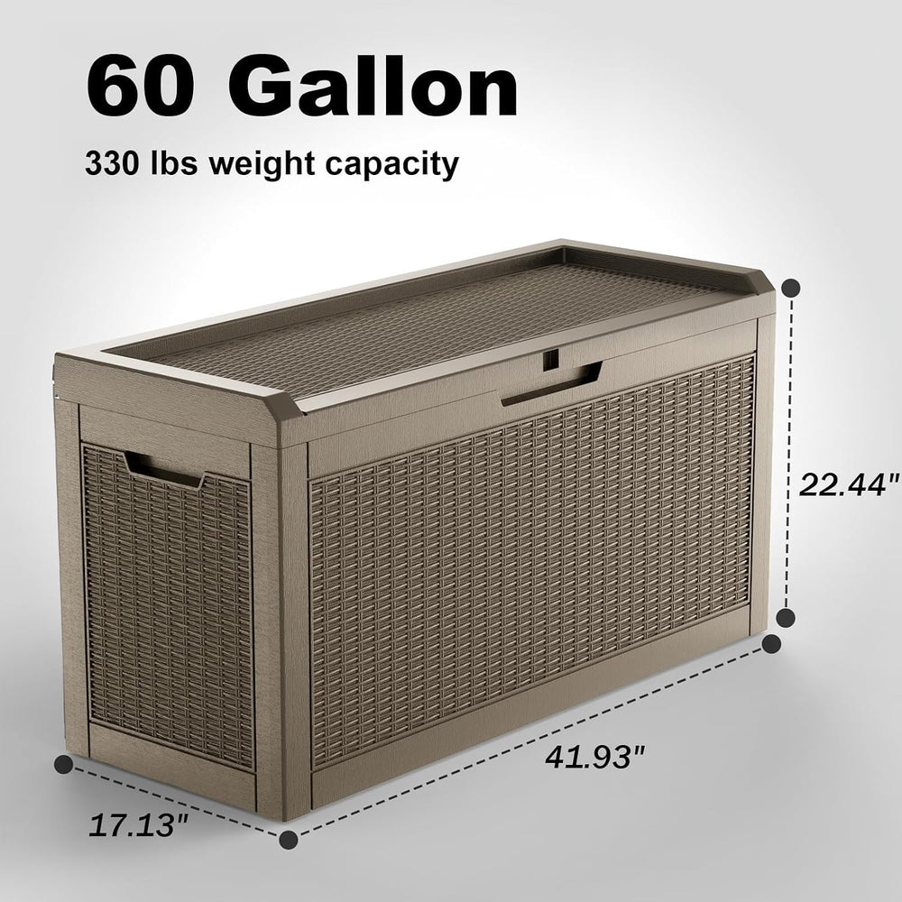 DRATO 60 Gallon Deck Box, Waterproof Resin Large Outdoor Storgae Box for Pati...