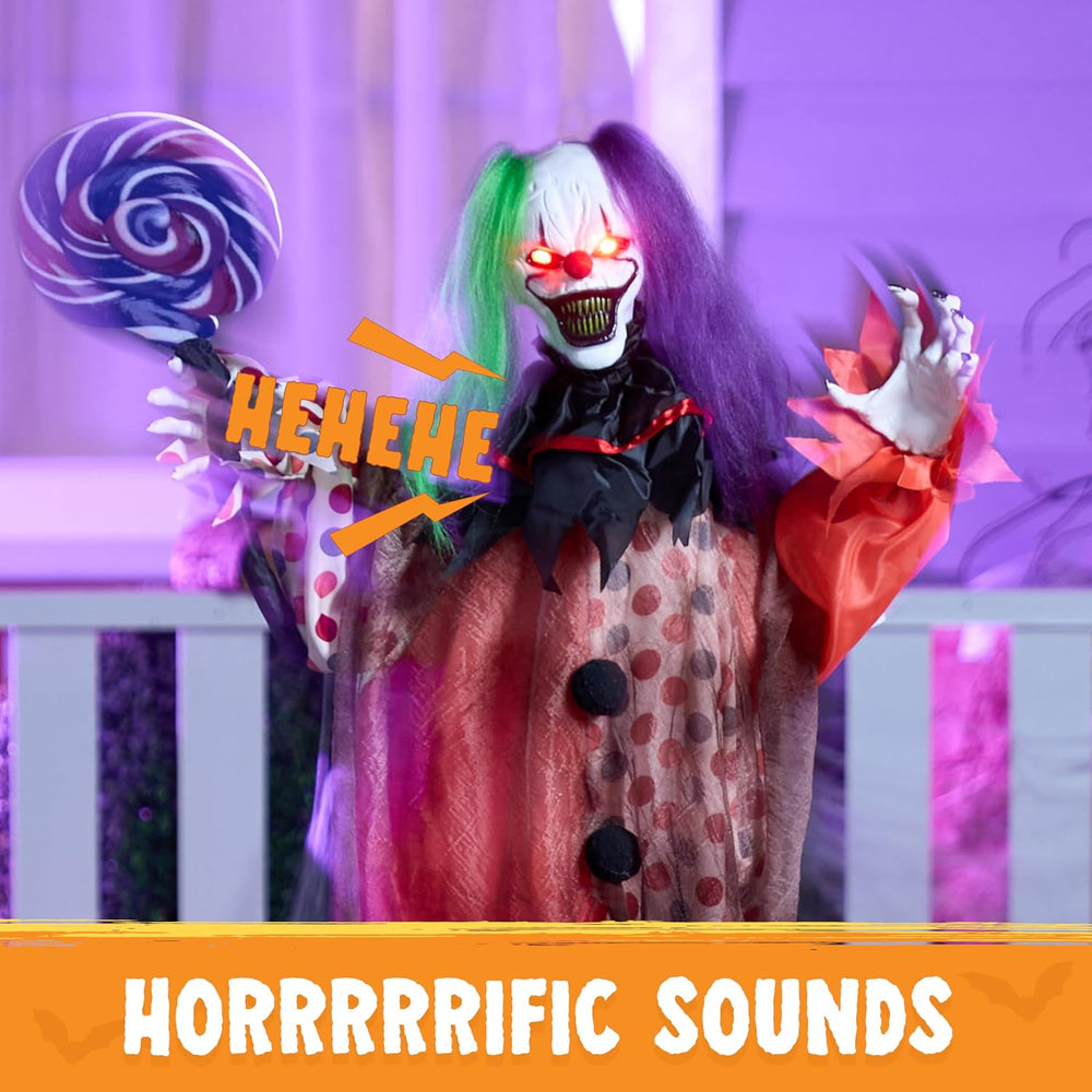 JOYIN 53" Halloween Hanging Clown Decorations Outdoor, Scary Animated De...