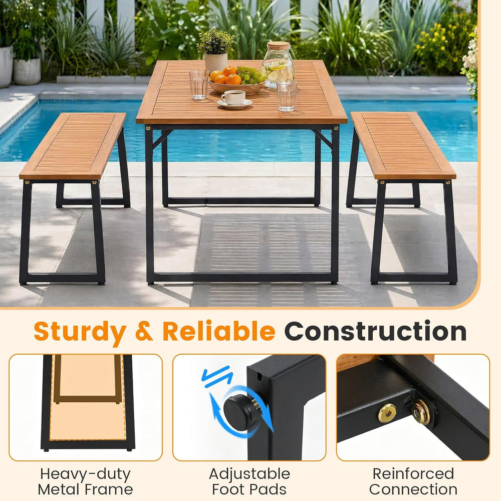 Tangkula 2-Seater Outdoor Dining Bench, 800 LBS Max Load (2 Pack,Natural)