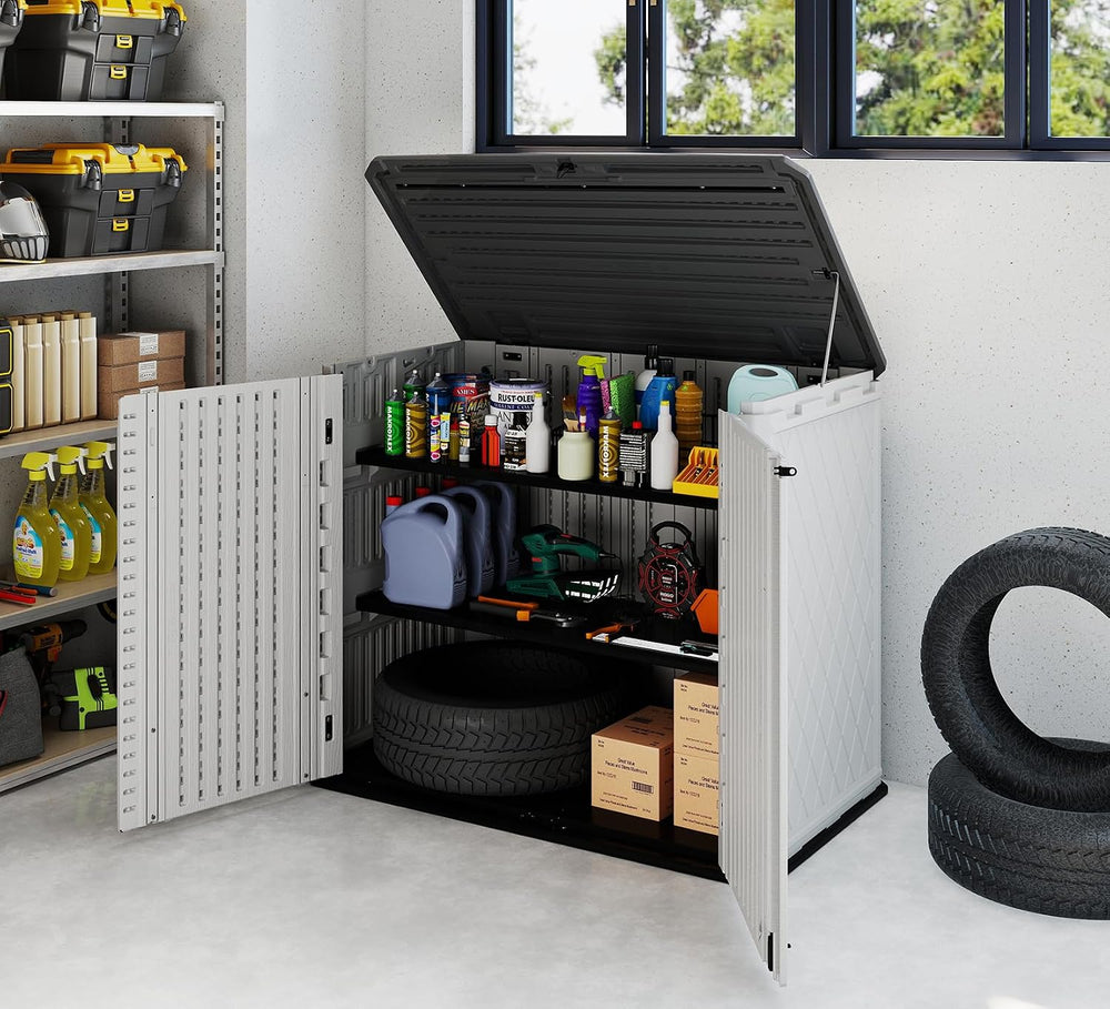 HOMSPARK Storage Shed Weather Resistance, Multi-Purpose Outdoor Storage Cabin...