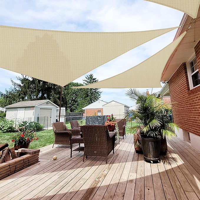 Patio Paradise 20' x20'x 20' Beige Sun Shade Sail Triangle Canopy...
