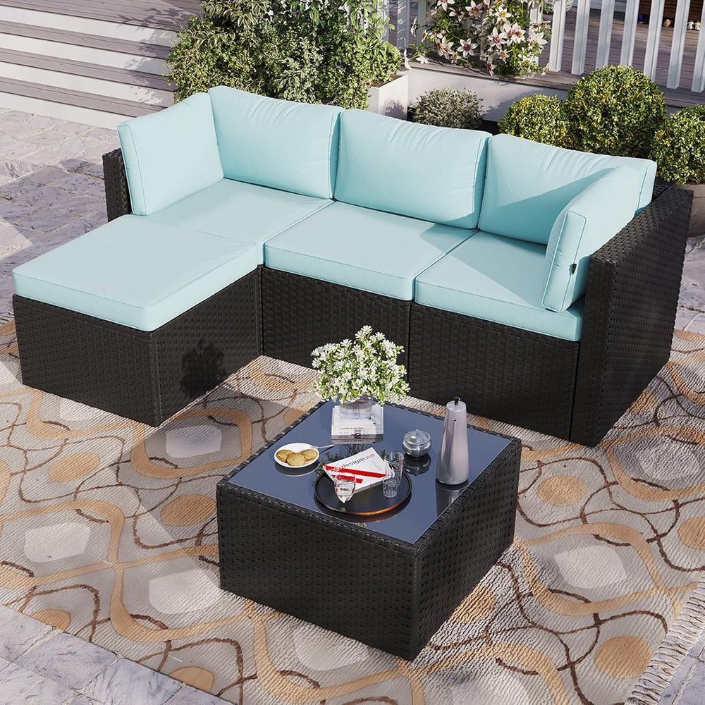 Aoxun Patio Furniture Set 5-Piece, Outdoor Sectional Sofas with Washable Cush...