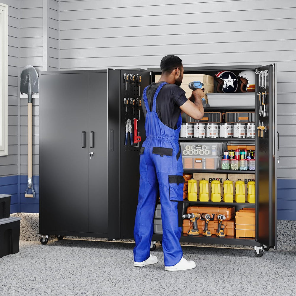 Yizosh Metal Garage Storage Cabinet with Locking Doors and Adjustable Shelves...