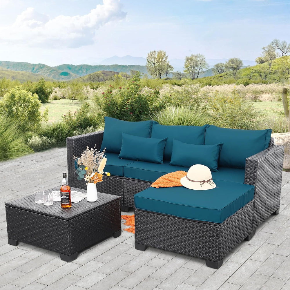 Rattaner Outdoor Furniture Set 3 Pieces Wicker Patio Furniture Outdoor Sectio...