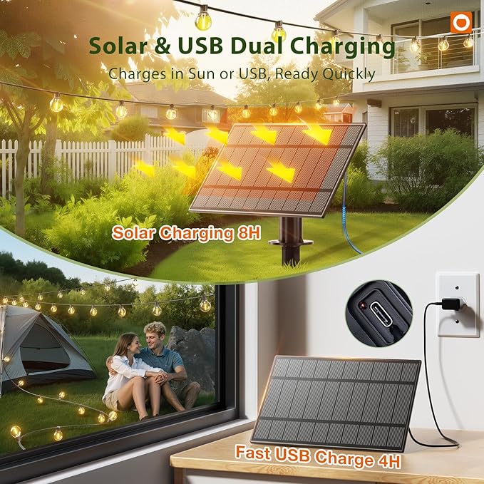 addlon 50FT Solar String Lights Outdoor Waterproof with Remote, G40 Globe Sol...