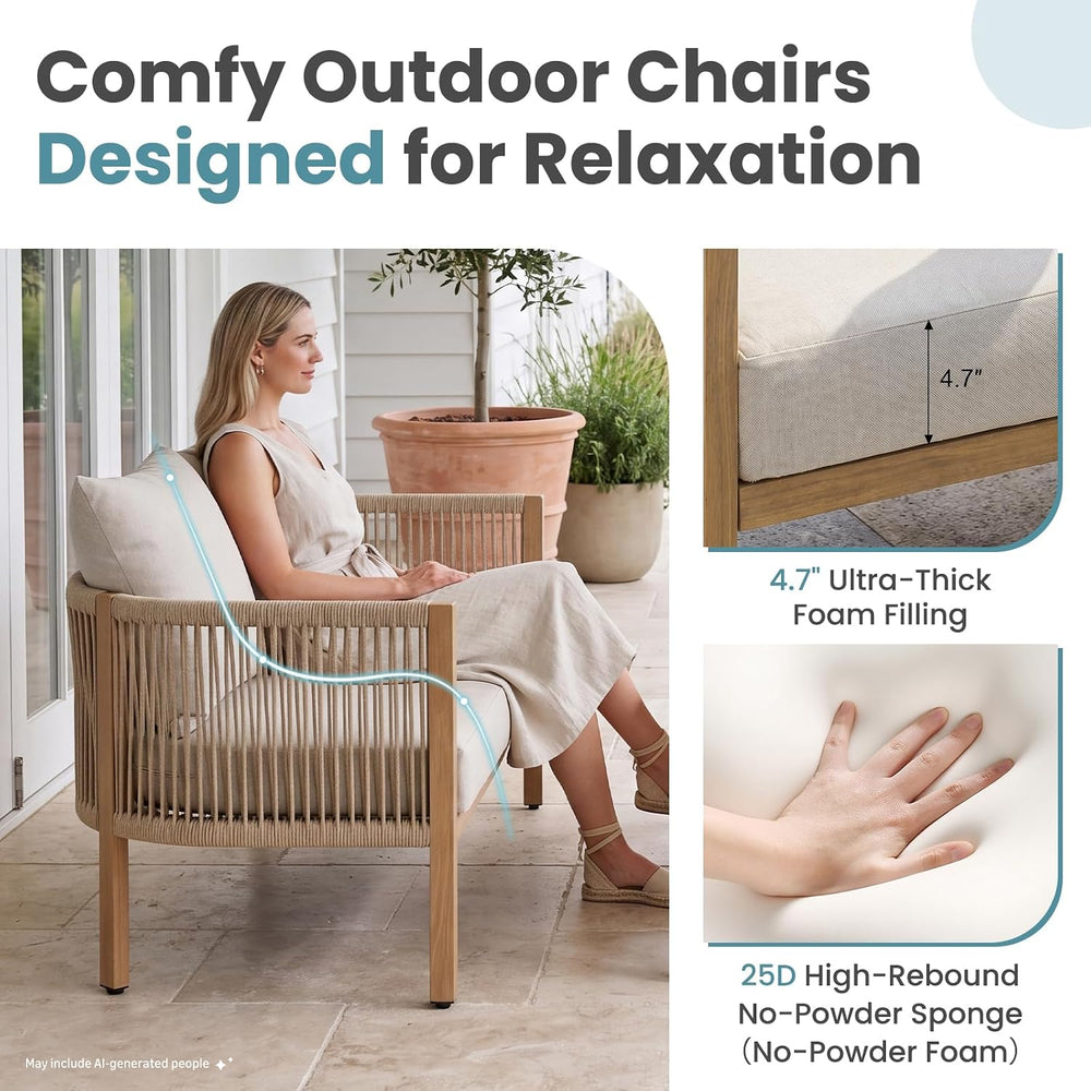 Patio Sofa Furniture Outdoor Loveseat Balcony Couch Apricot Beige