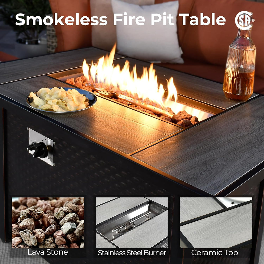 HOOOWOOO Outdoor Sectional Patio Furniture Set with Fire Pit Table,15 Pieces ...