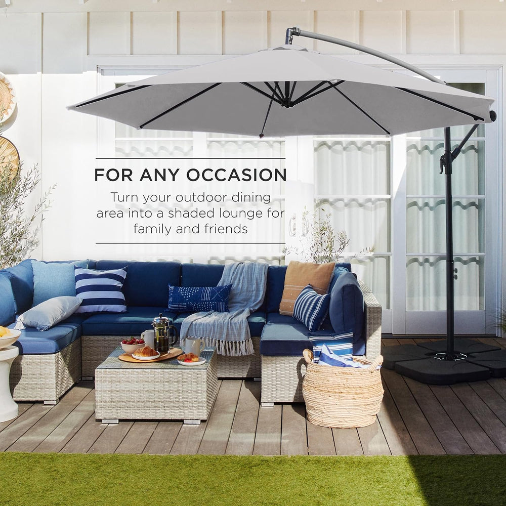 Best Choice Products 10ft Offset Cantilever Hanging Market Patio Umbrella, 8 ...