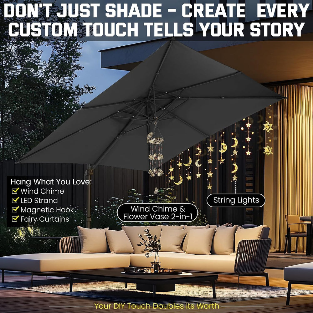 Hoteel Outdoor Patio Umbrella - 10ft Cantilever Umbrella for Patio Heavy Duty...