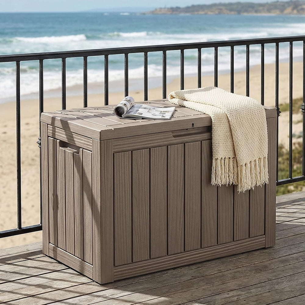 60 Gallon Deck Box, Outdoor Storage Box, Grey
