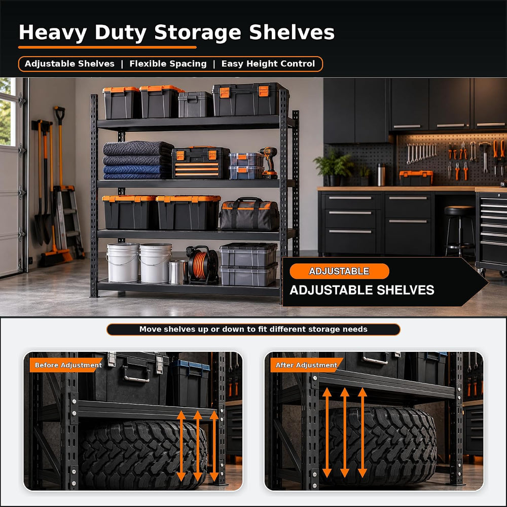 4-Tier Metal Shelving Unit, Heavy Duty Garage Storage