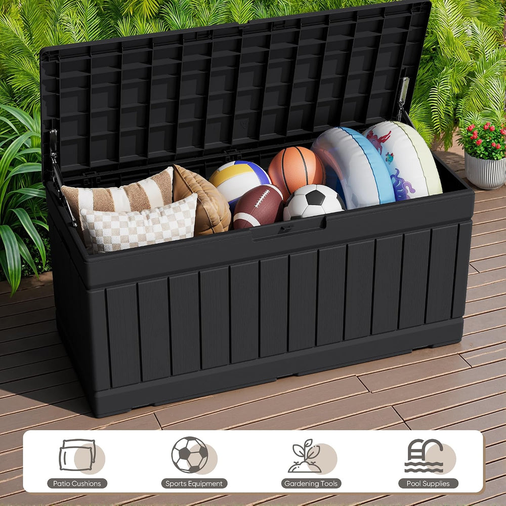 JUMMICO 78 Gallon Deck Box Waterproof Resin Outdoor Storage Box