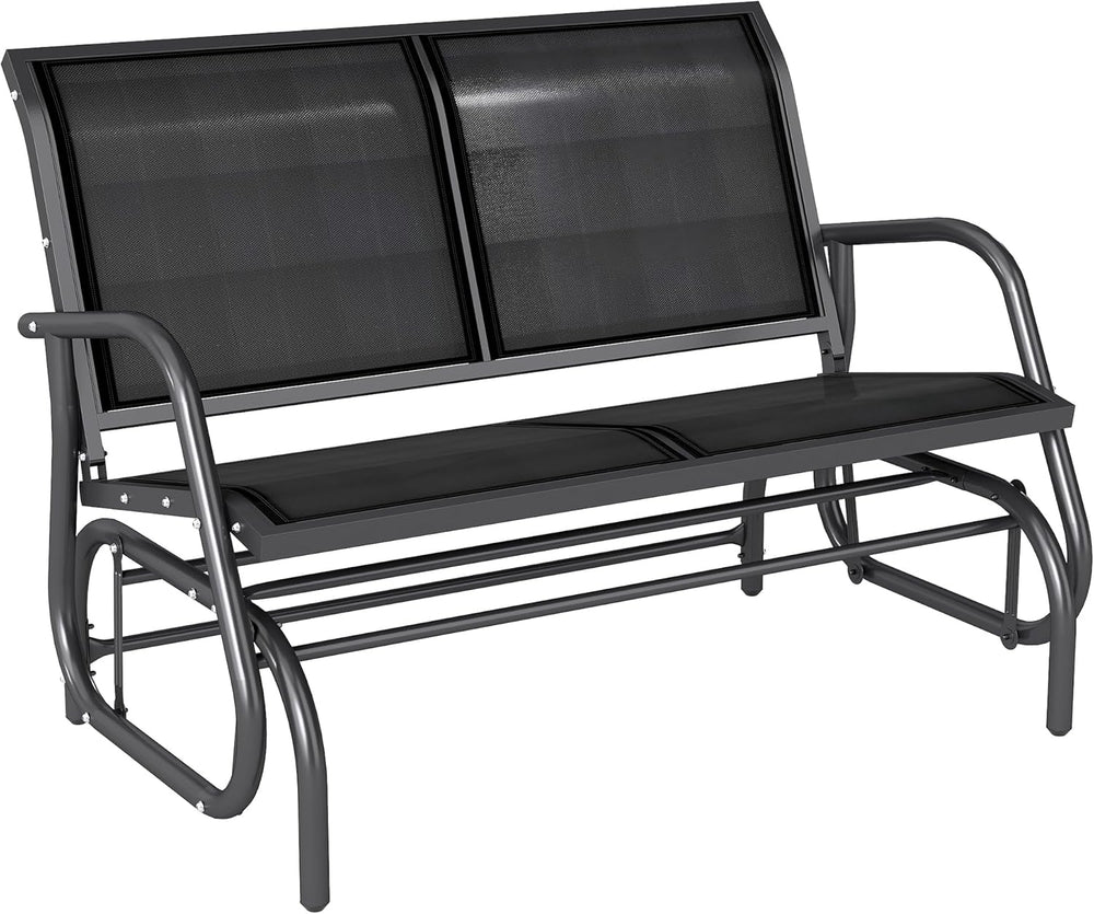 Outsunny 2-Person Outdoor Glider Bench with Steel Frame, Black