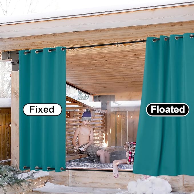 NICETOWN Outdoor Curtains for Patio Waterproof 2 Panels, Windproof Top and Bo...
