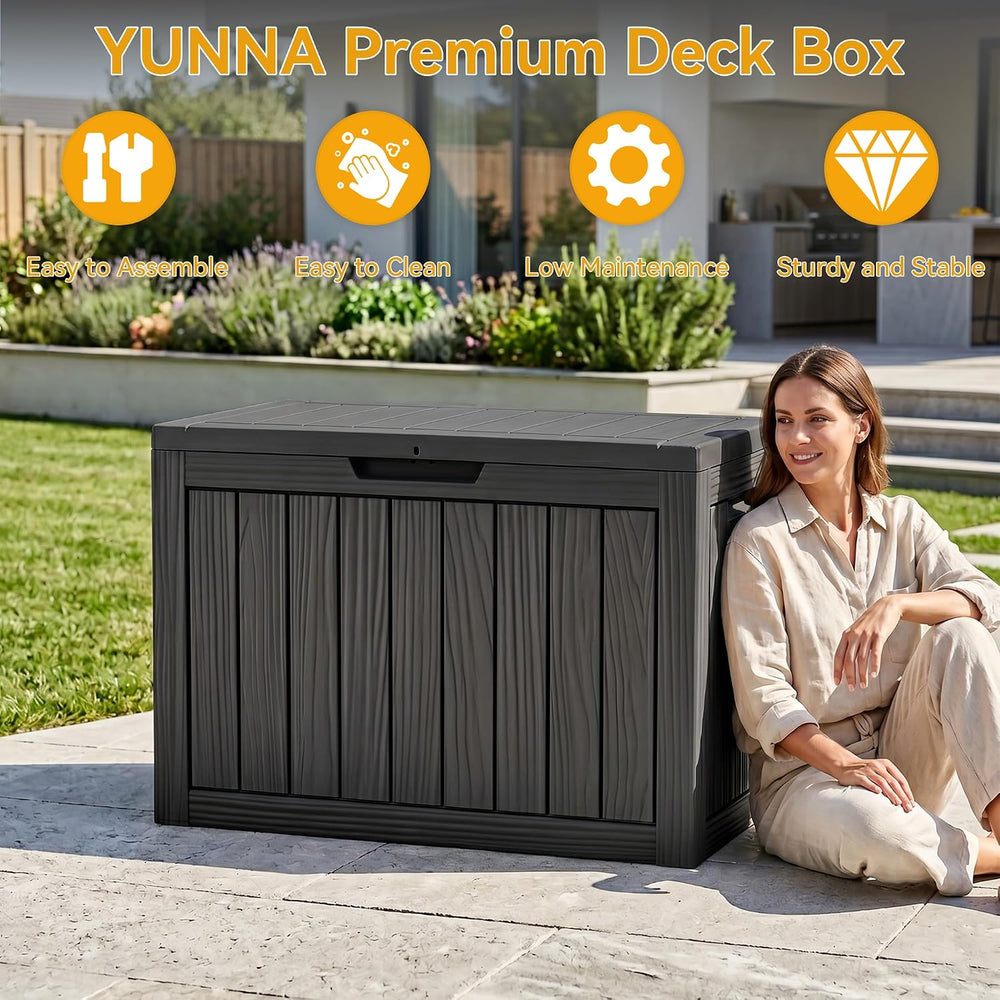 50 Gallon Outdoor & Indoor Deck Storage Box, Waterproof Lockable Patio St...