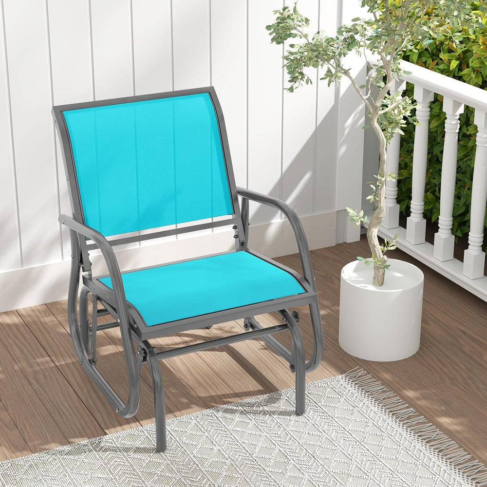 GIANTEX Outdoor Glider Chair, Patio Swing Chair w/Study Metal Frame