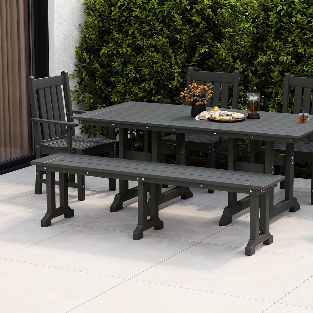Malibu 65" Outdoor Dining Bench, All Weather Resistant Poly Lumber Patio...