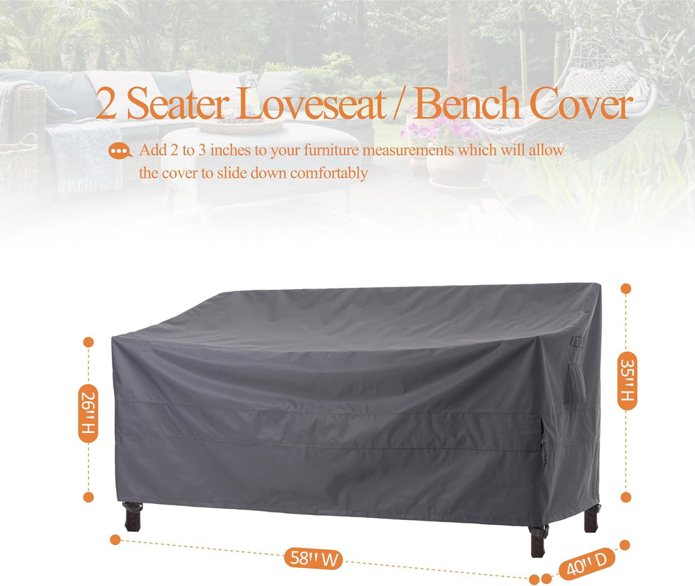 WJ-X3 Outdoor Loveseat Sofa Cover,Patio Couch Covers, 58W x 40D x 35H, Grey